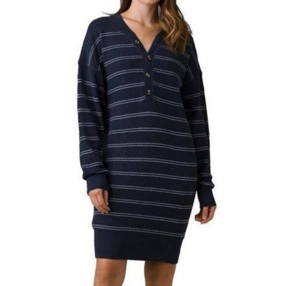 NWT Prana Navy Nautical Stripe Milani Knit Sweater Dress